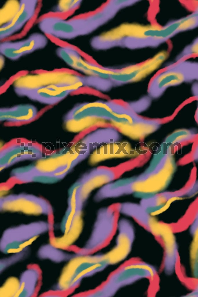 Abstract watercolor brush stroke product graphic with seamless repeat pattern.
