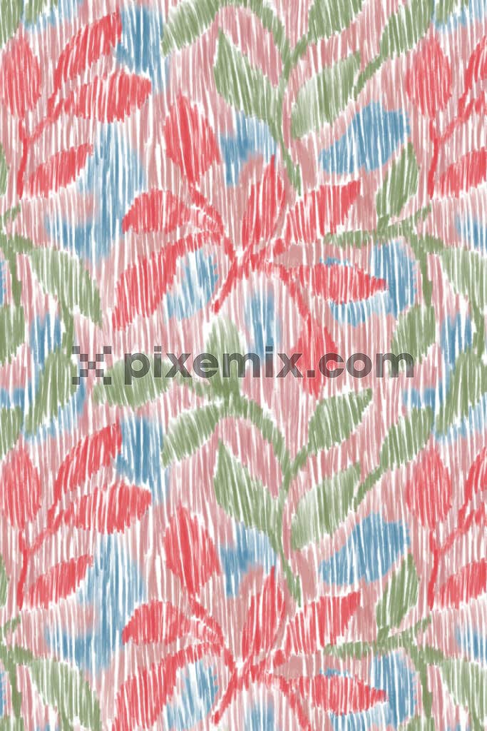 Hand-frawn florals & abstract line product graphic with seamless repeat pattern.