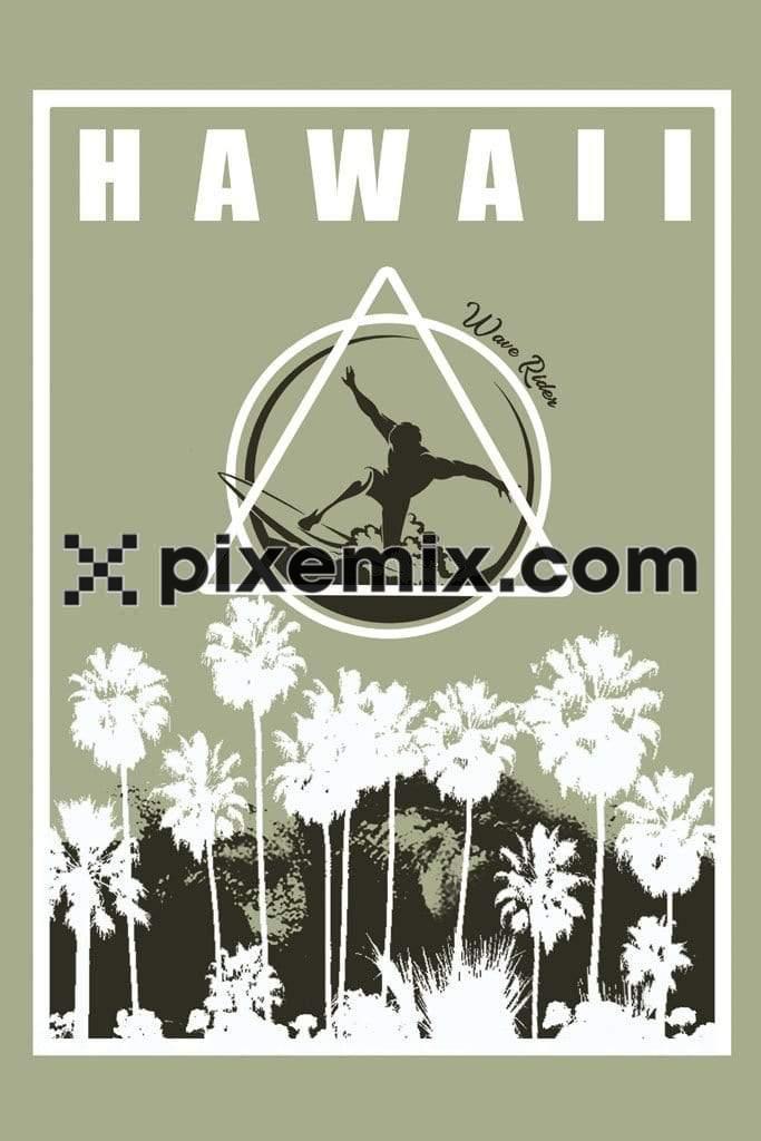 Hawaii surfing product graphic