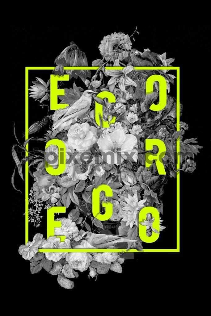 Floral typography product graphic