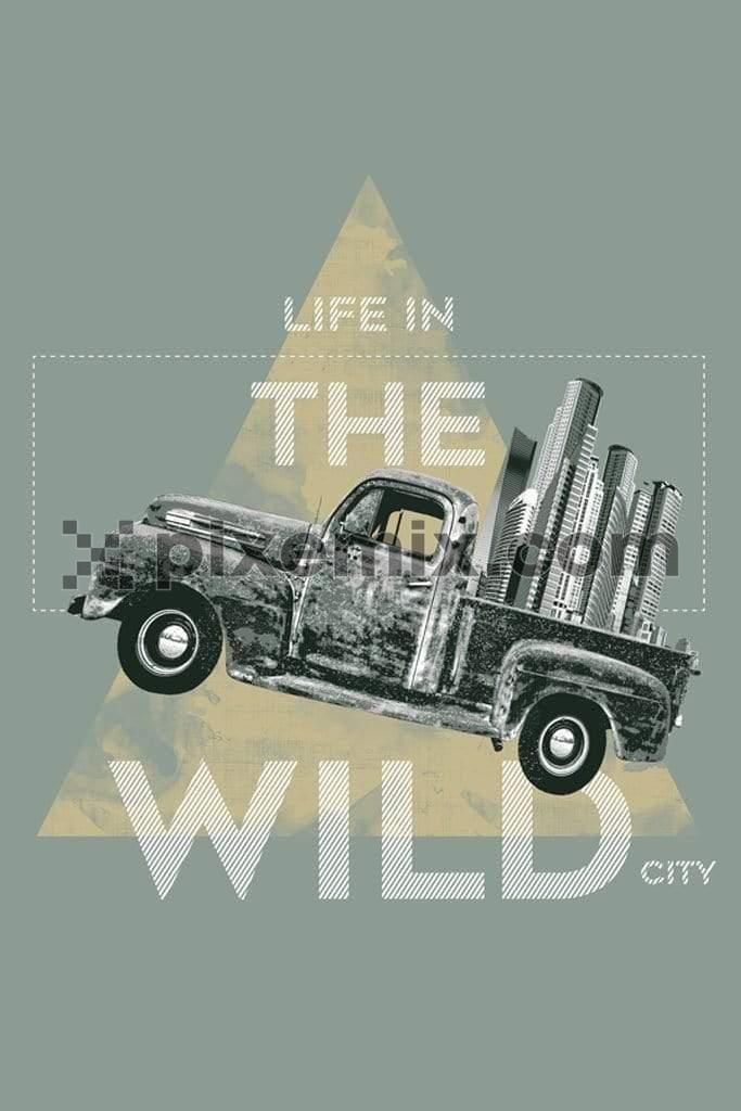 Vintage city truck product graphic