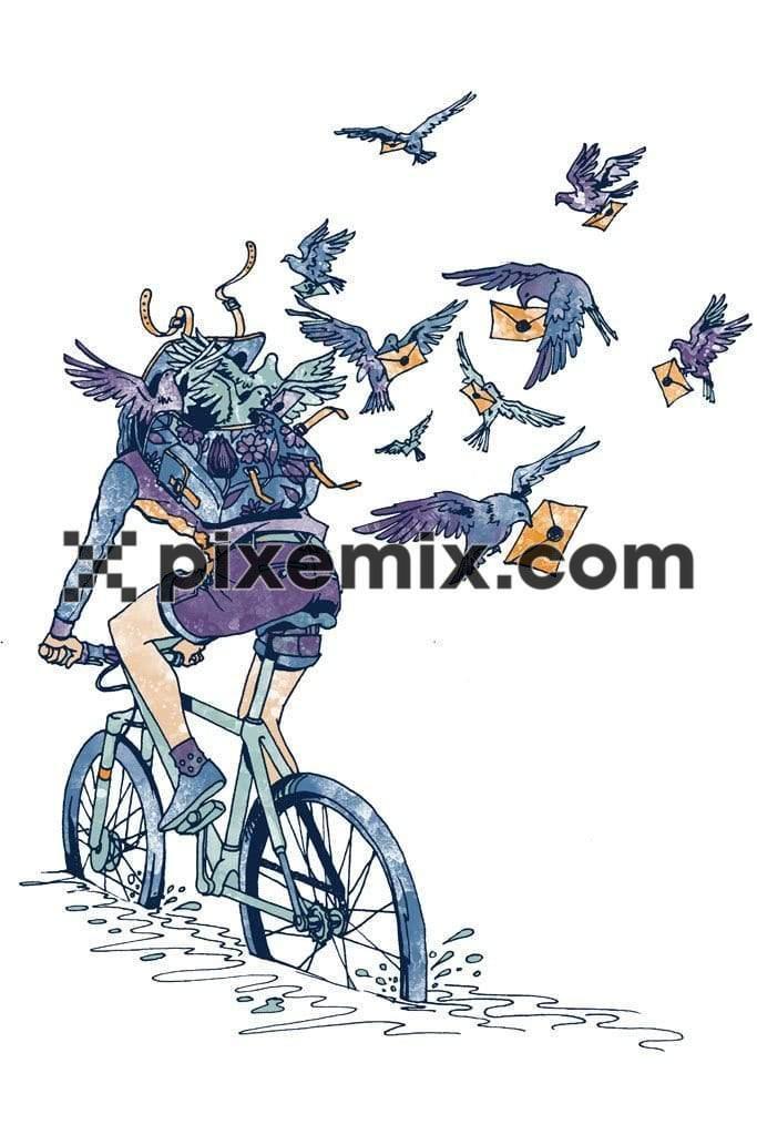 Handart messenger bicycle product graphic with water color effect
