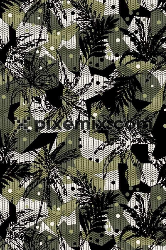 Tropical abstract camo product graphic with seamless repeat pattern