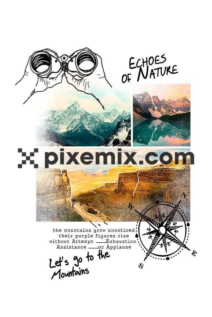Photo doodled outdoor exploration product graphic