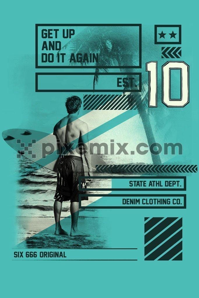 Motivational surfing product graphic