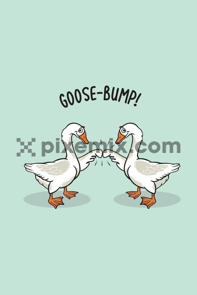 Cute goose friends greeting product vector graphic
