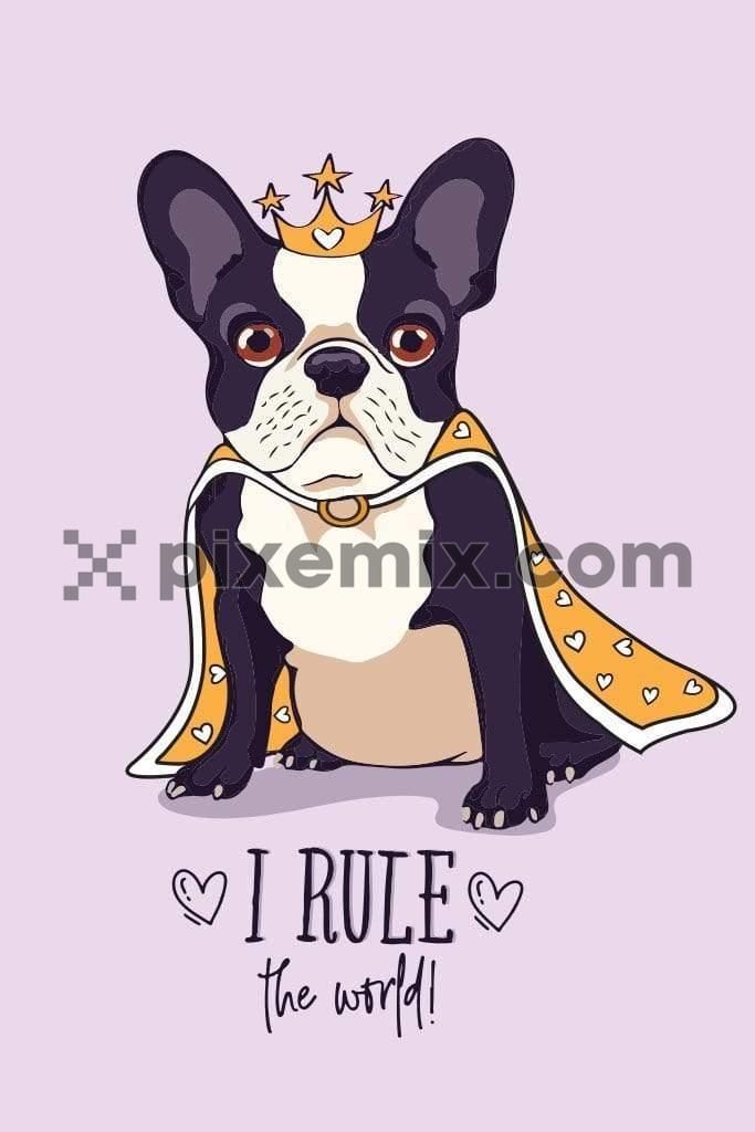Cute cartoon royal dog vector product graphic