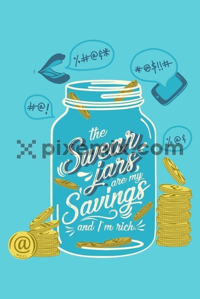 Attitude typography with swear jar & coins product vector graphic
