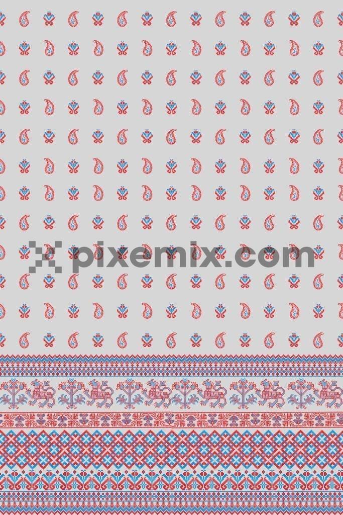 Tiny paisley pattern product graphic with border