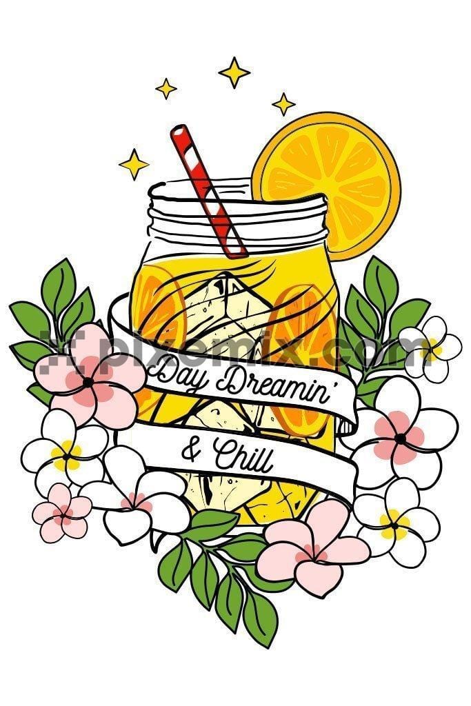 Mocktail with floral around vector product graphic