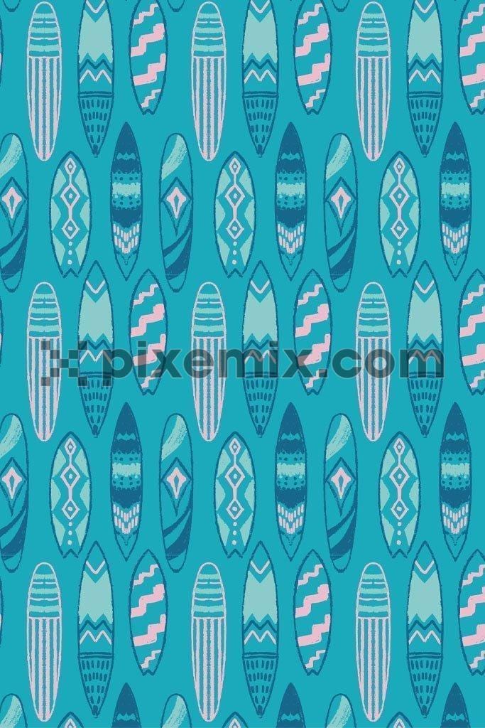 Tribal pattern surf board vector product graphic