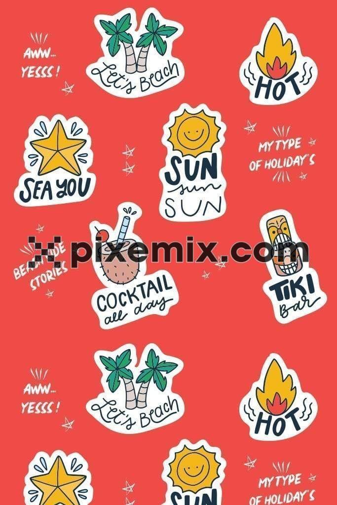Summer vibes icon pattern vector product graphic