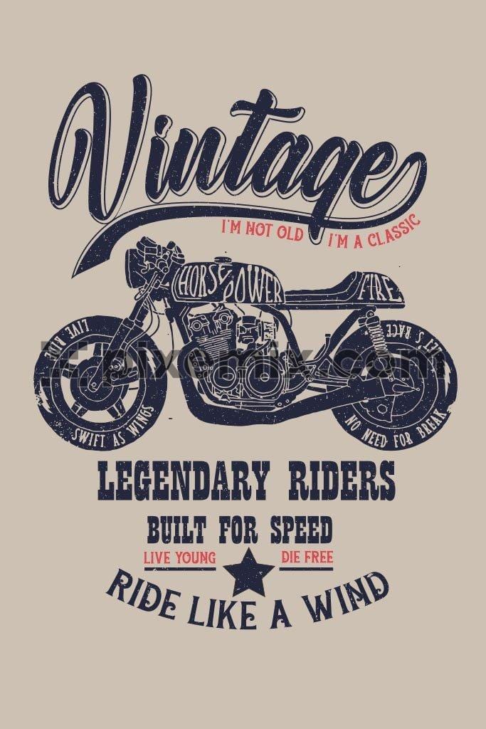 Motorcycling vintage vector product graphic with distress effec