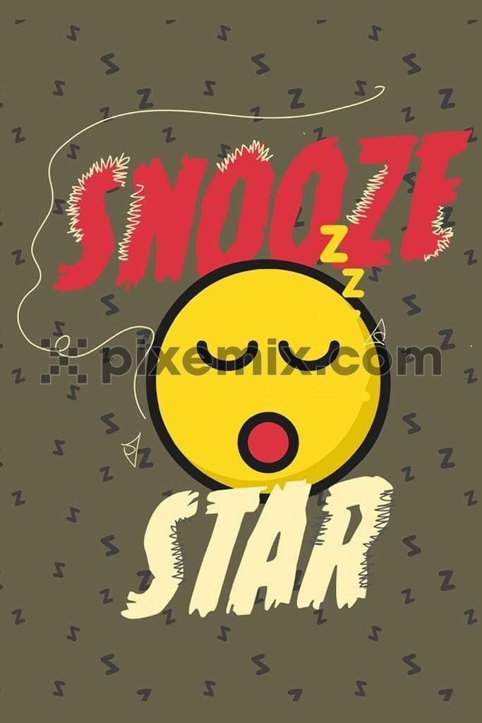 Sleeping emoji with tonal pattern vector product graphic with typography