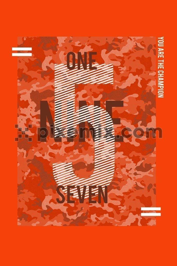Number typography product graphic with camouflage backgroung
