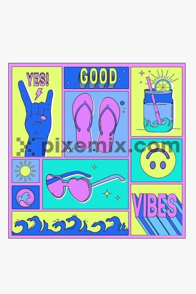 Summer vibes icon vector product graphic