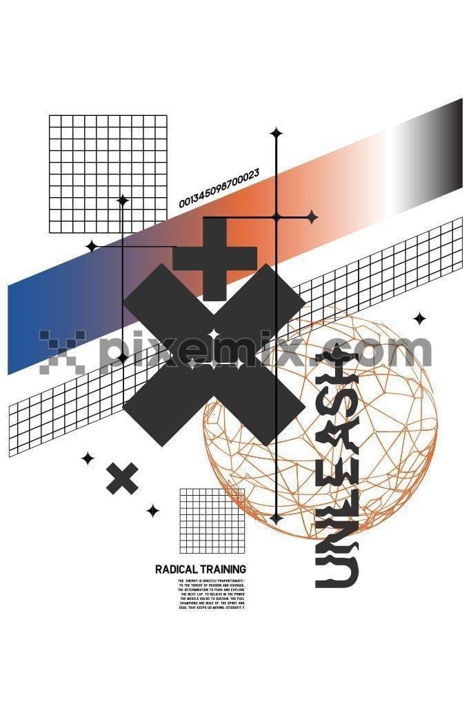 Modern abstract radical training athleisure vector product graphic