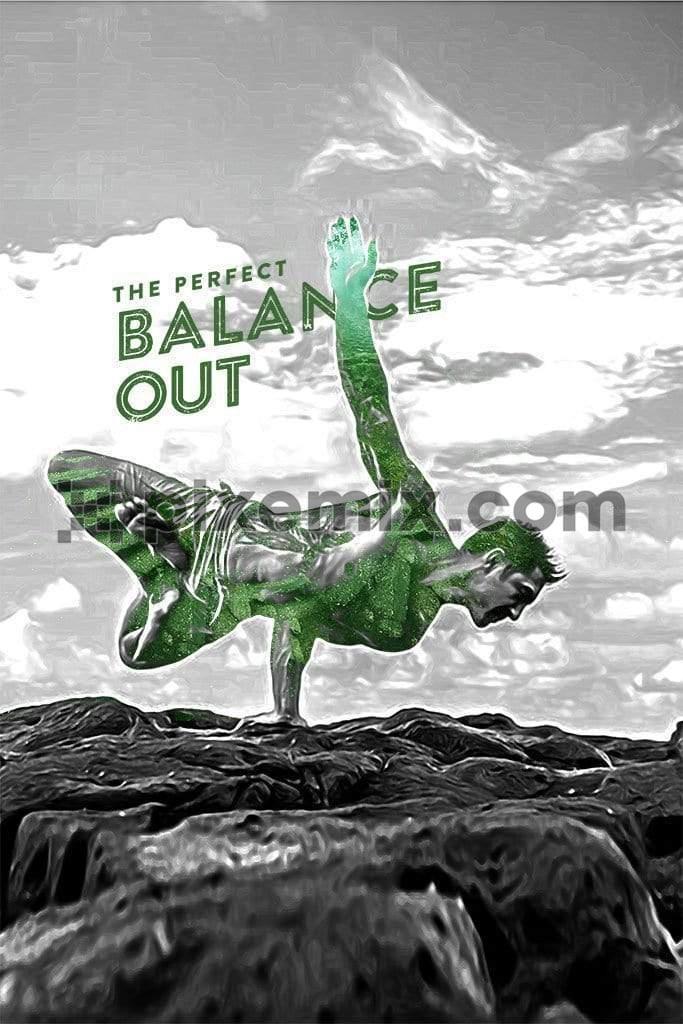 Man doing one hand balance exercise product graphic