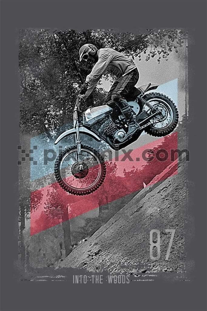 Motorbiker off roading product graphic