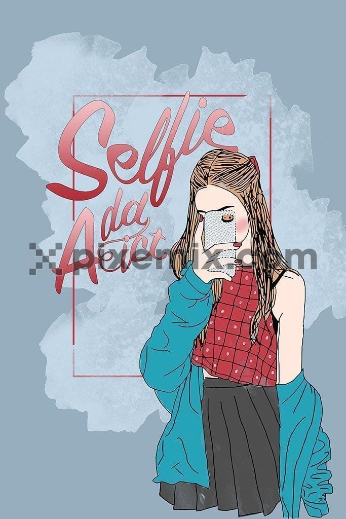 Girl taking selfie product graphic