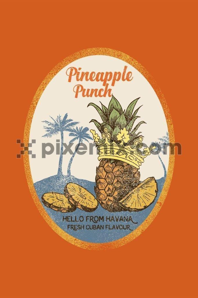 Pineapple with crown fresh cuban flavour product graphic