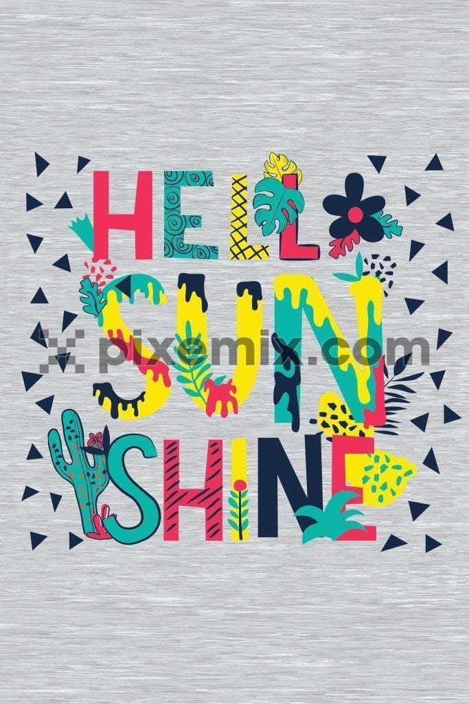Hello sunshine cute & colorful typography vector product graphic