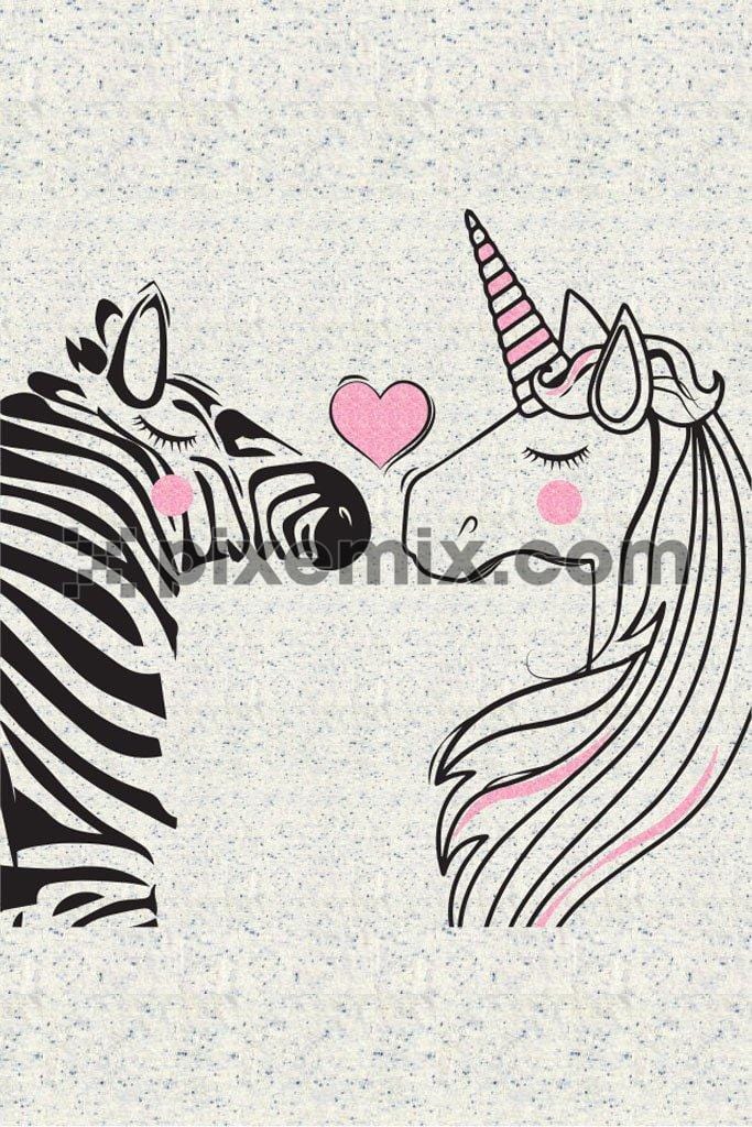 Cute unicorn and zebra love product graphic