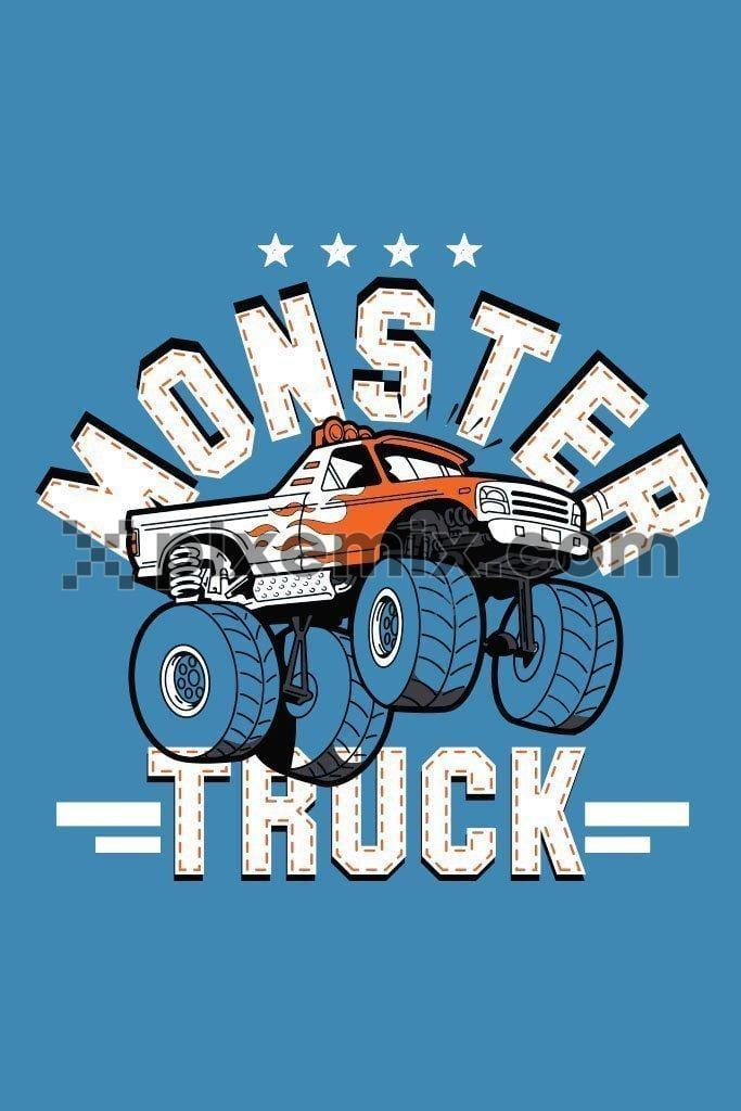 Monster Truck with bold typography product graphic