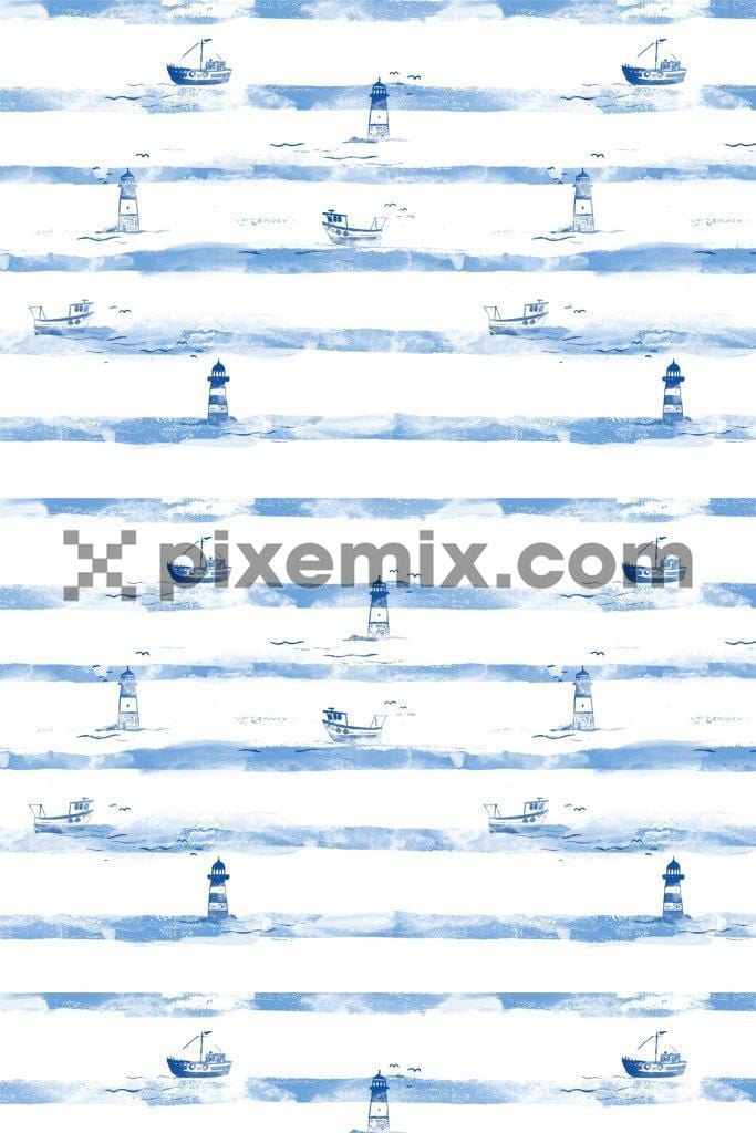 Nautical water color stripes poduct graphic seamless pattern