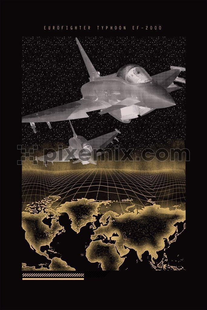 Night mode fighter jet product graphic