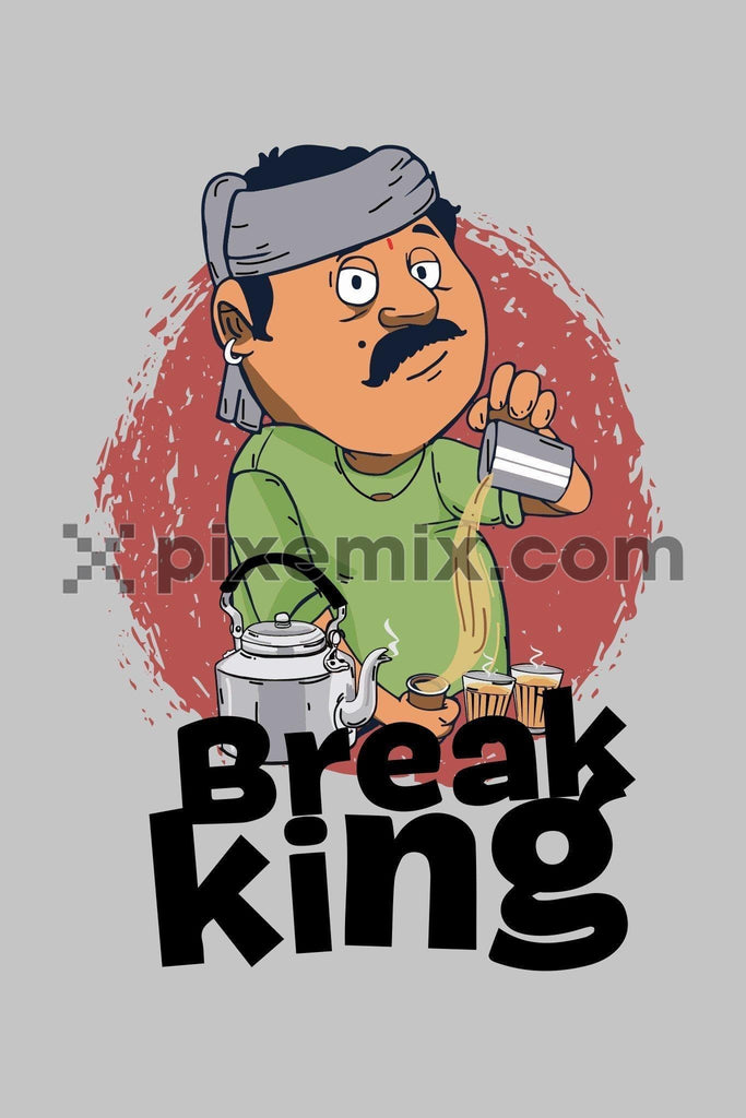Cartoon indian tea seller quirky vector product graphic