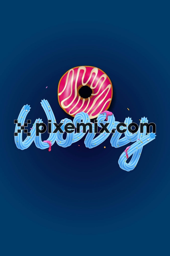 Donut worry fun 3D typography product graphic