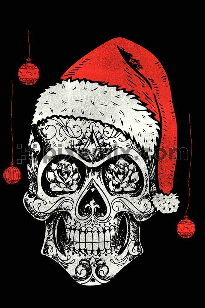 Artistic santa skull product graphic