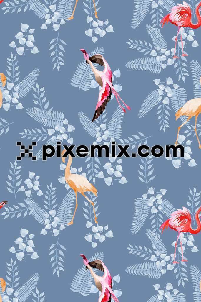 Tropical flamingo with seamless pattern product graphic