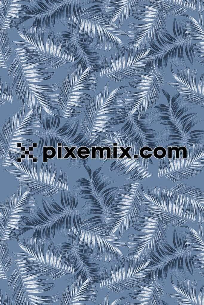 Tonal palm leaves product graphic with seamless repeat pattern