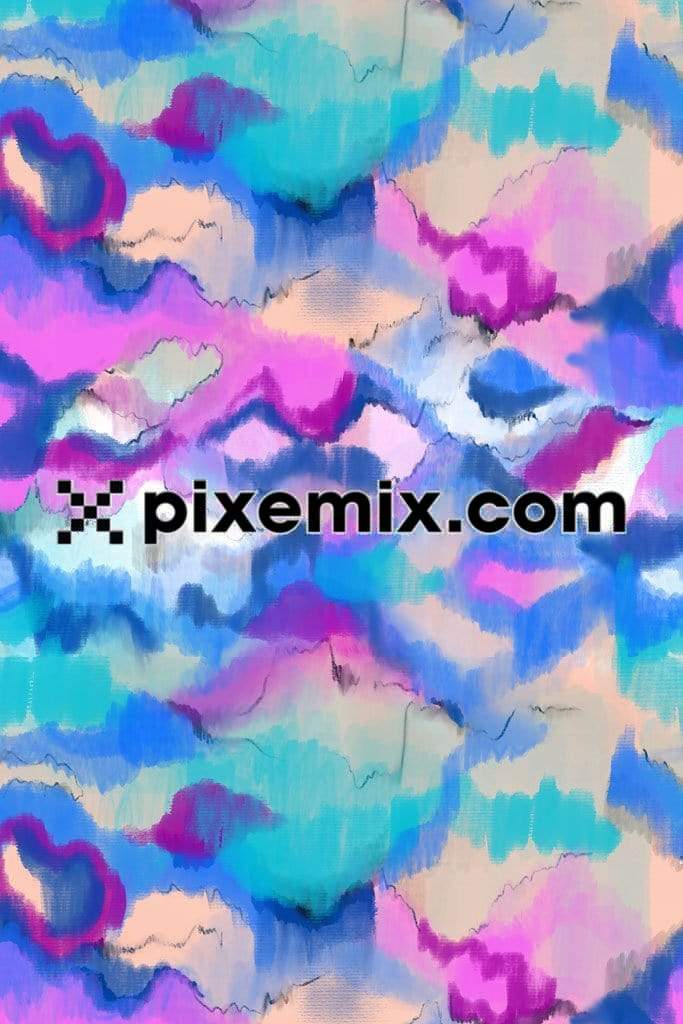 Multicolor abstract watercolor splash product graphic with seamless repeat pattern