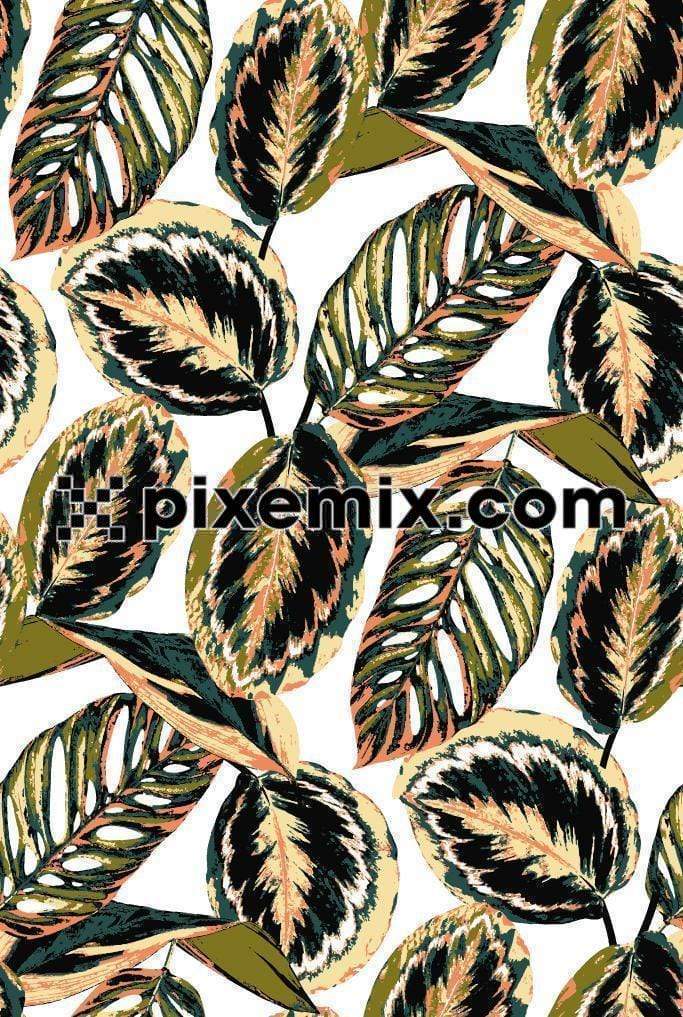 Camouflage tropical leaves product graphic with seamless repeat pattern