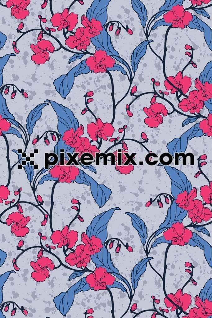 Florals and splash background product graphic with seamless repeat pattern