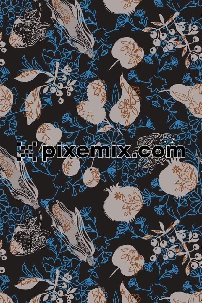 Abstract  florals art product graphic with seamless repeat pattern