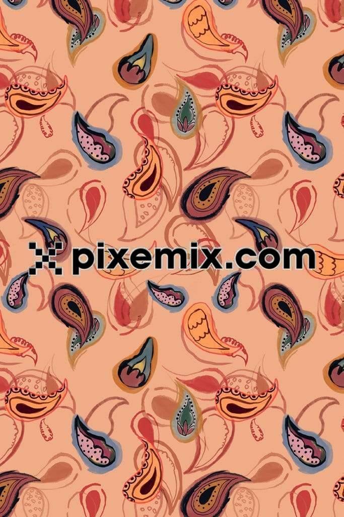 Abstract paisley product graphic with seamless repeat pattern