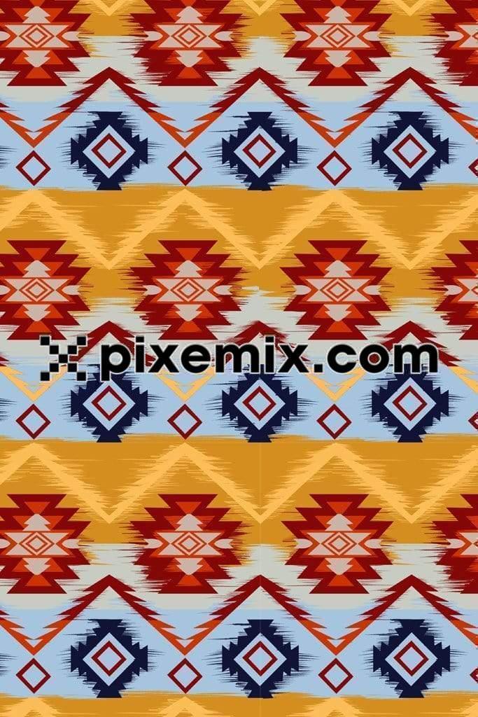 Colorfull aztec motifs and stype product graphic with seamless repeat pattern