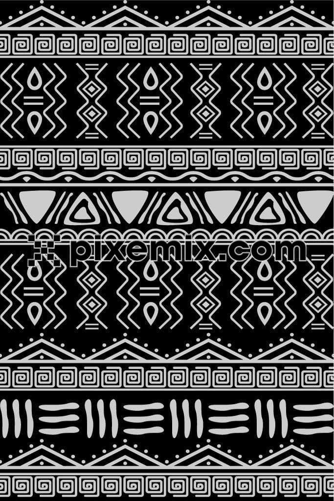 Tribal motif inspired product graphic with seamless repeat pattern