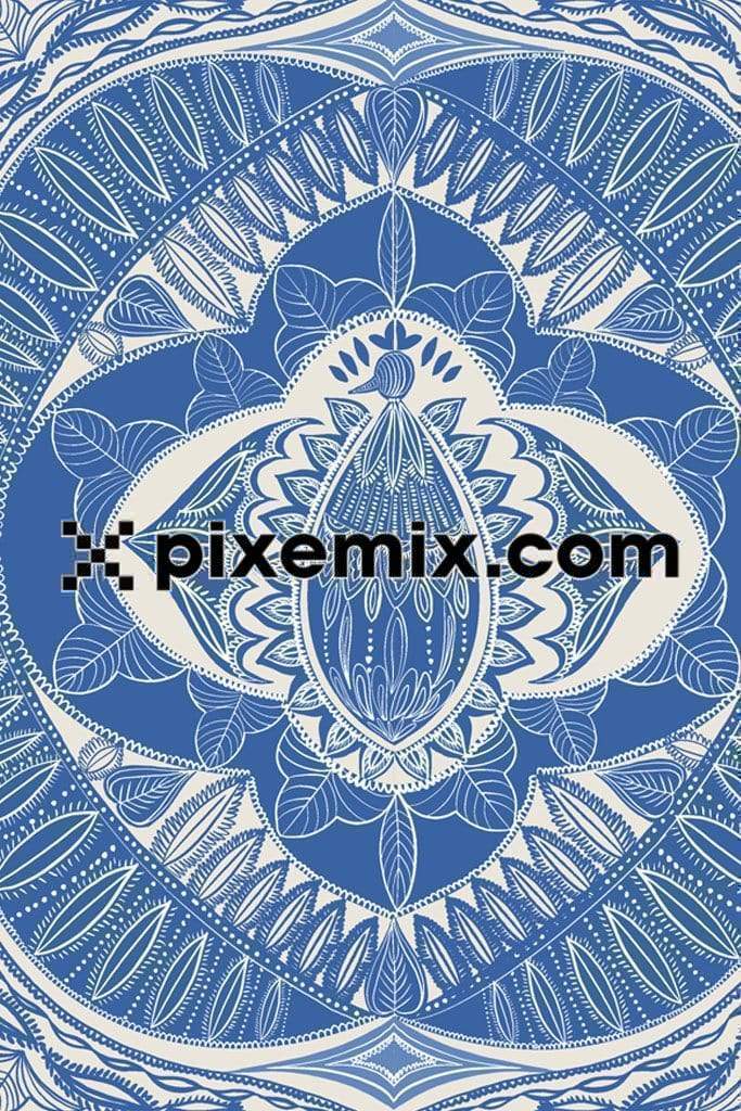 Geometric shape and leaf product graphic with seamless repeat pattern