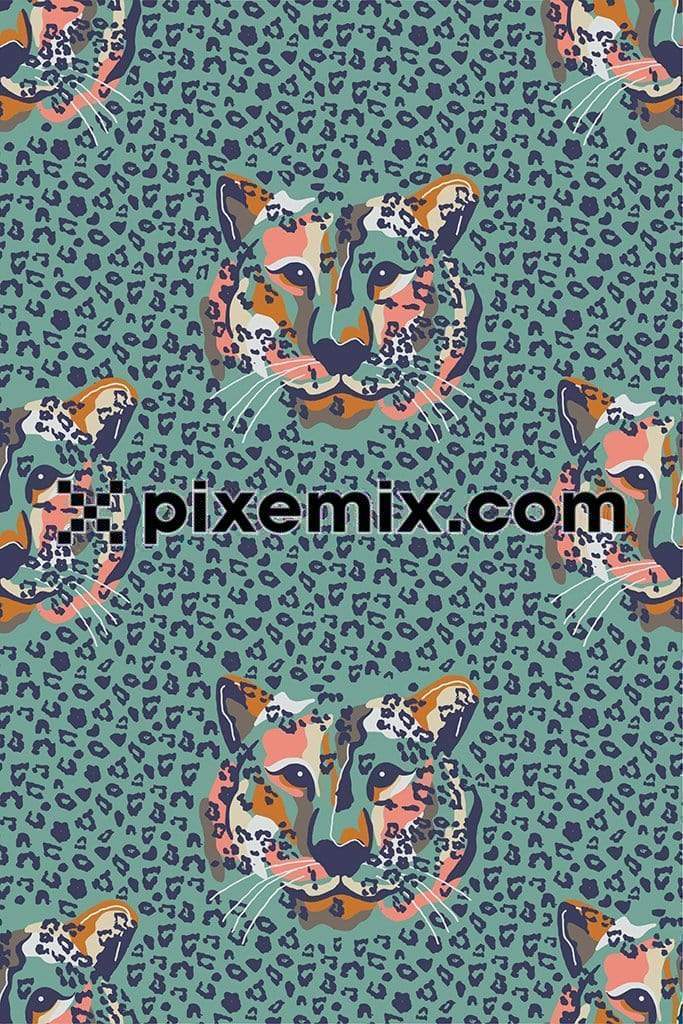 Animal print and tiger face product graphic with seamless repeat pattern