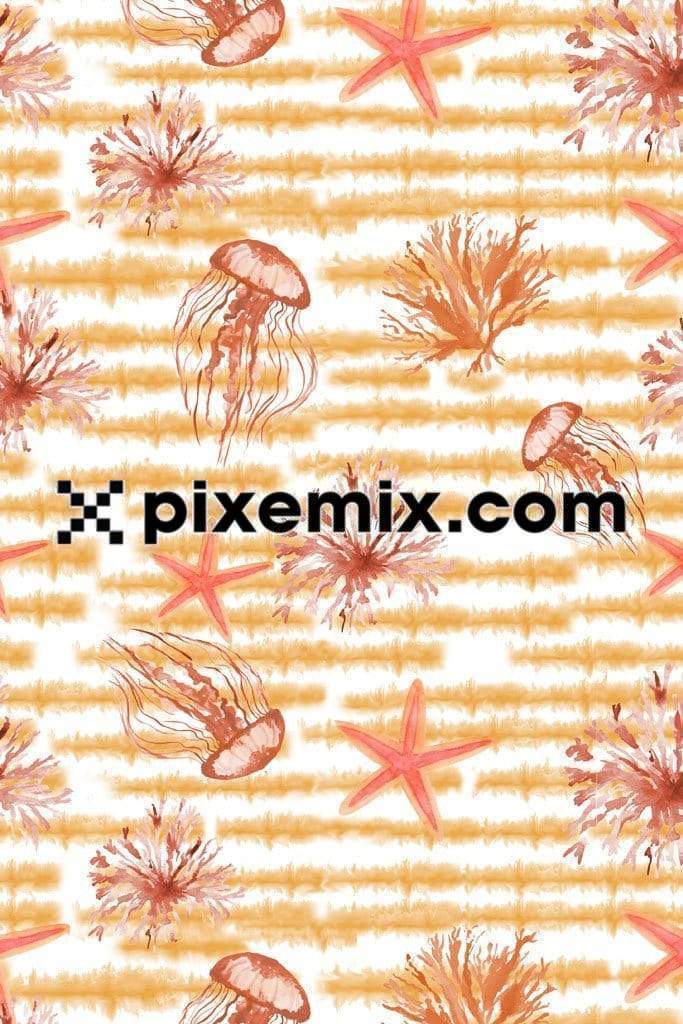 Nautical inspride underwater animal product graphics with seamless repeat pattern