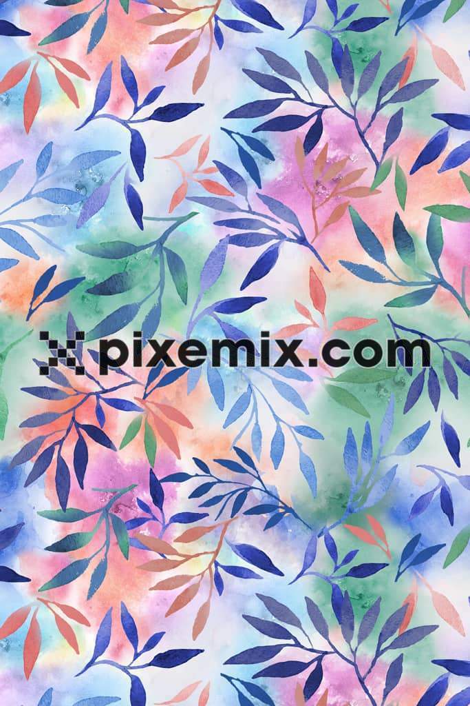 Leafs and brush stroke product graphic with seamless repeat pattern