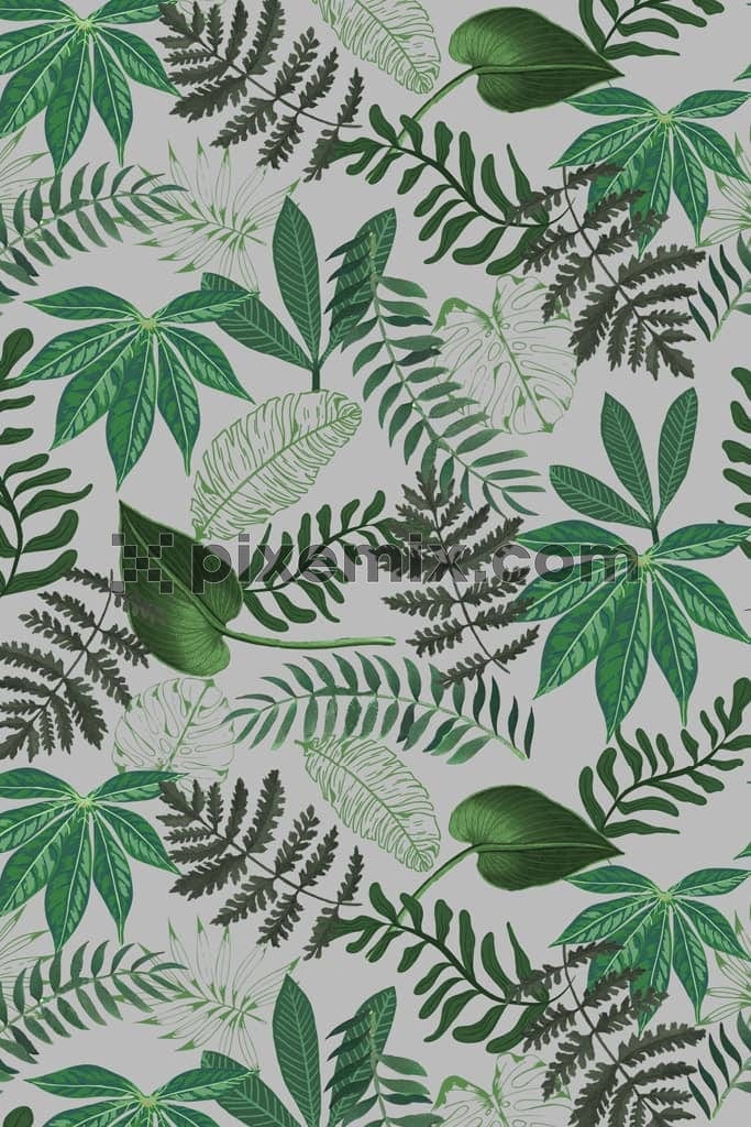 Doodleart leaves product graphic with seamless repeat pattern