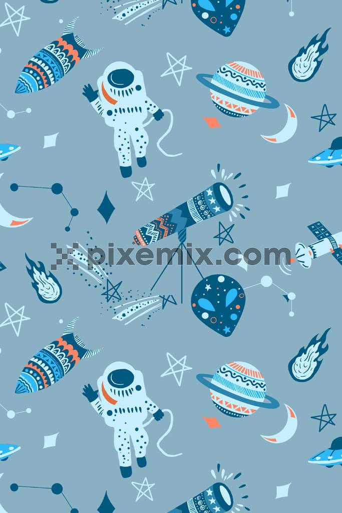 Doodle art inspired outer space product graphic
