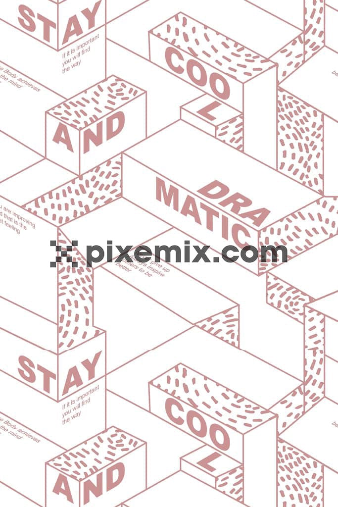 Abstract shape and typography product graphic with seamless repeat pattern