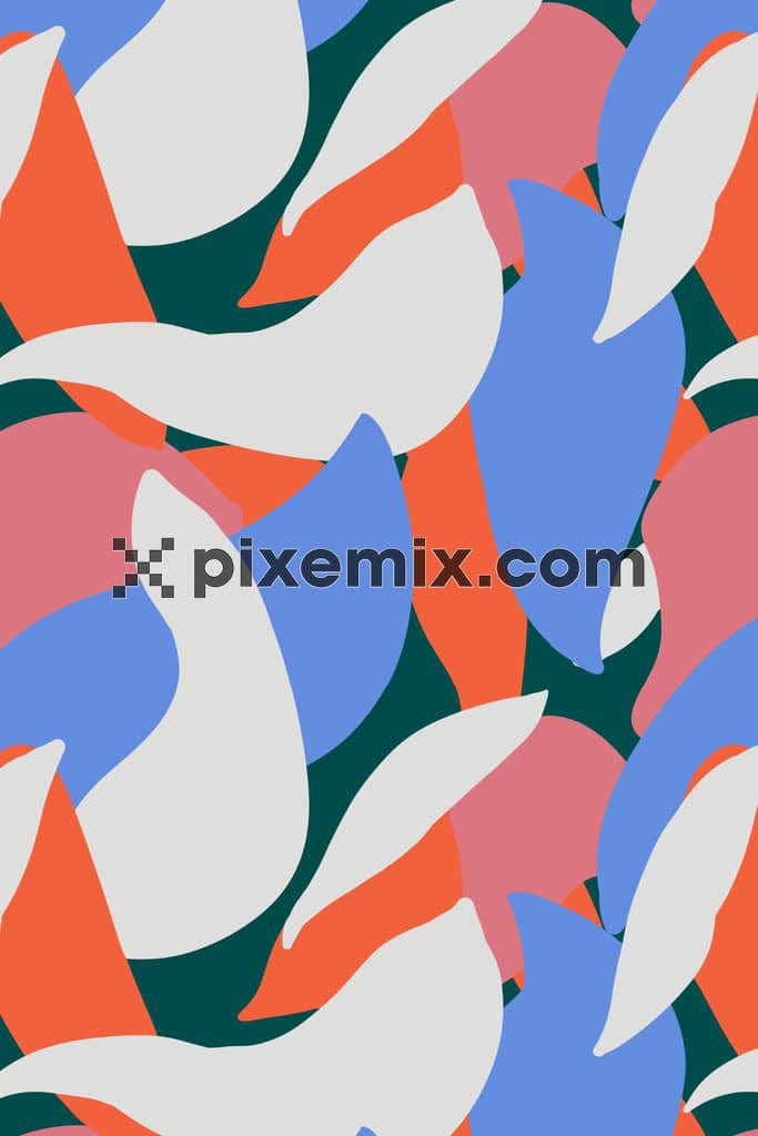 Abstract leaf product graphic with seamless repeat pattern